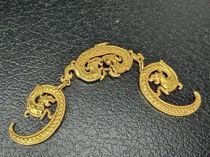 Authentic Vintage Dragon Gold Plated Statement Pendant Asian Unique