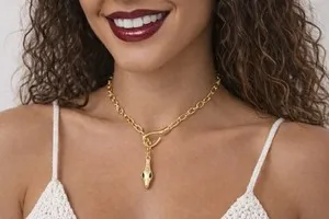 Authentic The Serpent Veil Gold-Plated Choker and Pendant