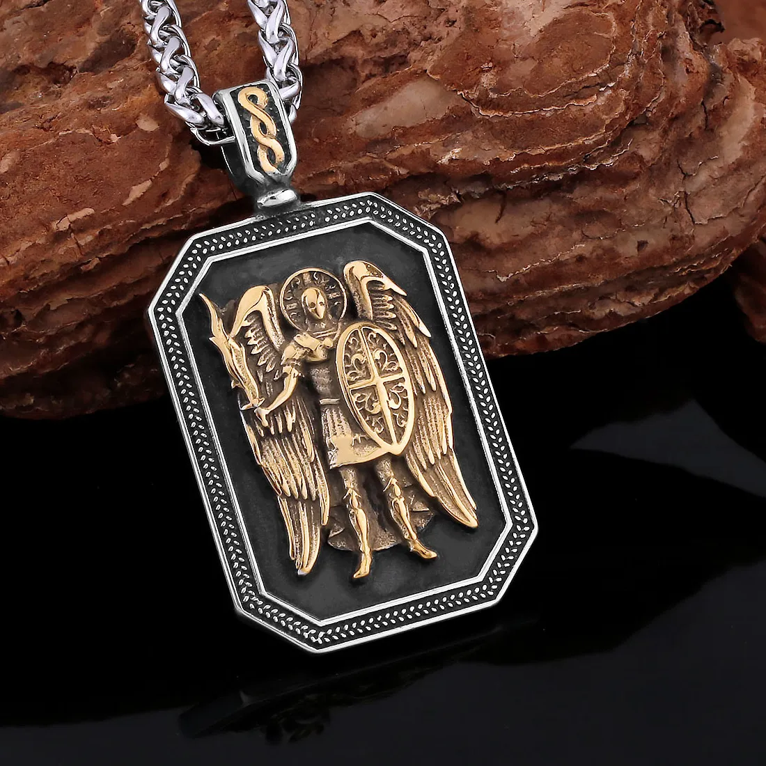 Authentic Saint Michael The Archangel Pendant Guardian Of Light In Gilded