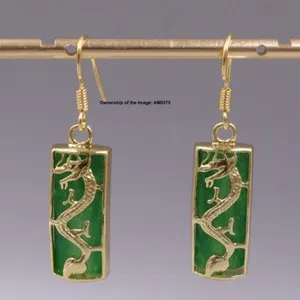 Authentic Mystic Dragon's Jade Earrings - Green Guardians of Fortune