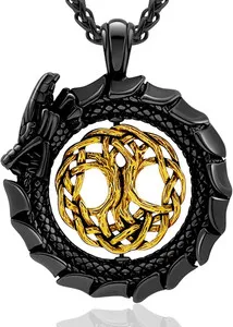 Authentic Nordic Dragon's Breath - 18K Gold Plated Black Pendant
