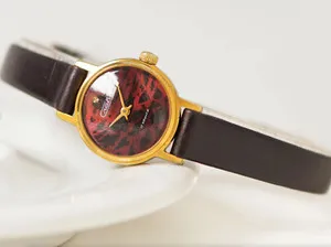 Authentic Celestial Cheetah Gold‑Plated Burgundy Dreamwatch