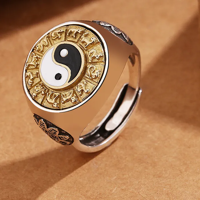 Authentic Whispers from the Cosmos: Yin Yang Zodiac Ring for Harmonious Balance