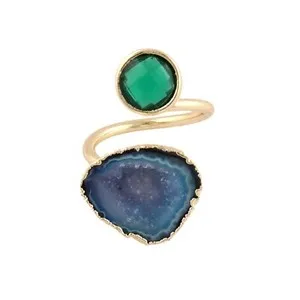 Authentic Celestial Duo: The Golden Geode Sovereignty Ring