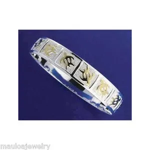 Authentic The Eternal Voyager: Two-Tone Honu Turtle Sacred Hawaiian Bangle