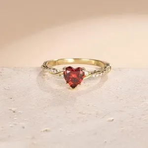 Authentic The Crimson Heart: 2.25 Ct Simulated Red Garnet Ring in Radiant 14k Yellow Gold Plated
