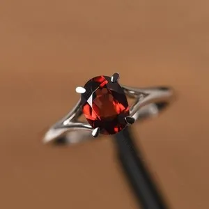 Authentic The Crimson Flame: Handmade Sterling Silver Garnet Ring