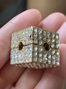 Authentic Gold Plated Cubic zirconia 3d dice pendant