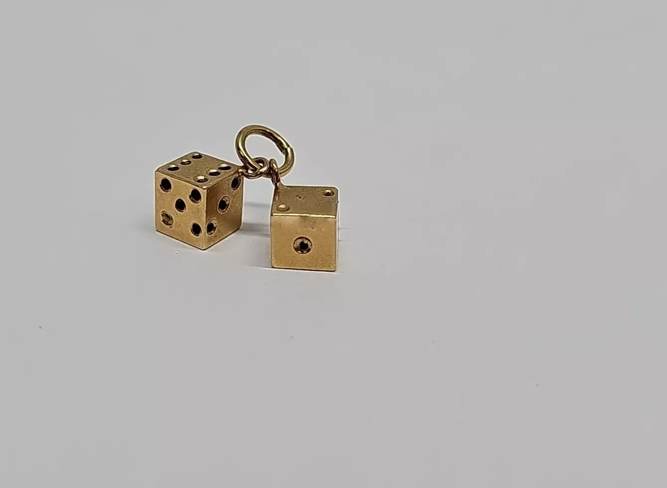 Authentic Dice Without Stone Men's Hip Hop Pendant 14K Yellow Gold Plated Silver F/Chain