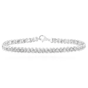 Authentic Celestial Orbit Diamond Tennis Bracelet in Sterling Silver