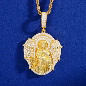 Authentic Celestial Heraldry: The Archangel Gabriel Gold-Plated Moissanite Talisman