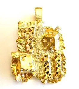 Authentic 7/11 Good Luck Dice Pendant Gold Plated Nugget Charms For Necklaces & Bracelets
