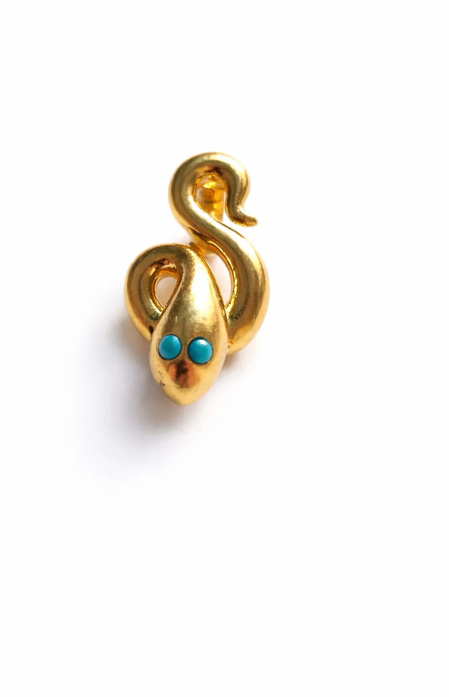 Authentic Serpent's Gaze Gold- Plated Sterling Silver Snake Pendant With Turquoise Eyes