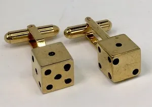Authentic Lucky 7 Dice Cube Cufflinks Gold Plated