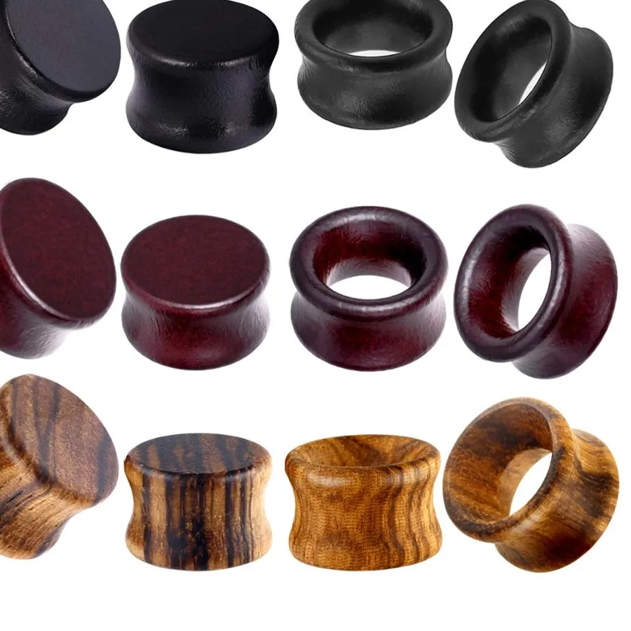 Authentic Junlowpy 2G 0G 00G Wood Flesh Tunnels Double Flared Ear Stretchers Saddle Plugs Gauges Lobe Expanders Body Piercing Jewelry 2Pcs