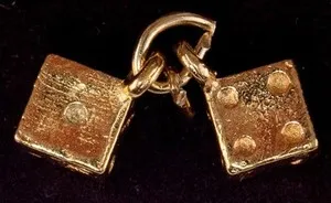 Authentic Rare 1960's Pair Dice Aladdin Hotel Sterling Silver Gold Plated Charm