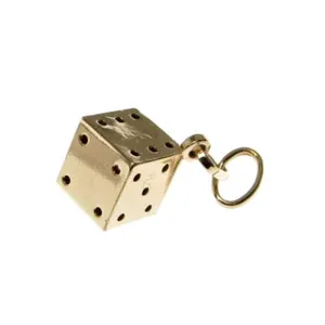 Authentic Danecraft Gold Plated Over Sterling Dice Necklace Pendant