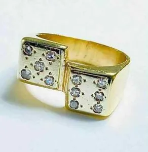 Authentic 3.00 CT Round Cut Moissanite Wedding Men's Dice Ring 14K Yellow Gold Plated