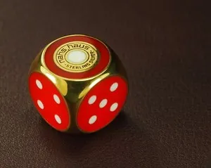 Authentic Set of Gold-plated TWO SILVER DICE with impact-resistant enamel - 925 silver