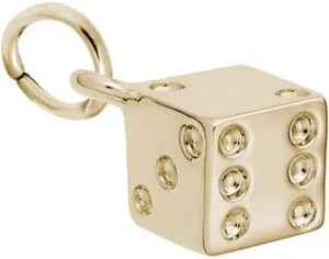 Authentic Gold-Plated Sterling Silver Detailed Dice Charm by Rembrandt