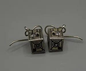 Authentic Patricia Locke Women’s Earrings Pierced Gold Plated Swarovski Crystals Dice 1”