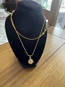 Authentic 20” 9ct Gold Plated Snake Chain With Matching Dice Pendant