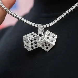 Authentic The Celestial Gambler's Talisman: Iced Cubic Zirconia Dice Pendant