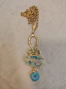 Authentic The Celestial Sky Weaver: Gold-Plated Natural Turquoise Talisman