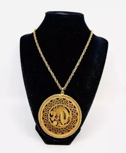 Authentic Celestial Dragon Amulet Gold Plated Openwork Pendant