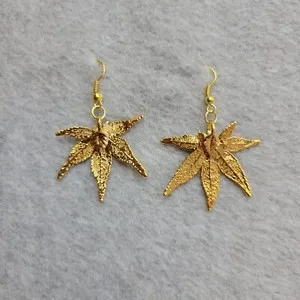 Authentic Whispers of the Autumn Canopy: 24K Gold-Plated Japanese Maple Leaf Earrings