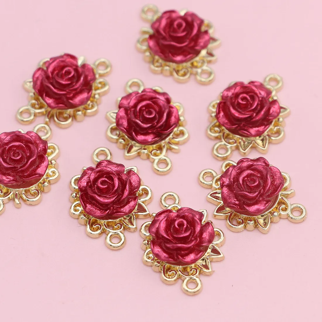 Authentic The Crimson Bloom: A Set of Eight Sacred Rose Charms