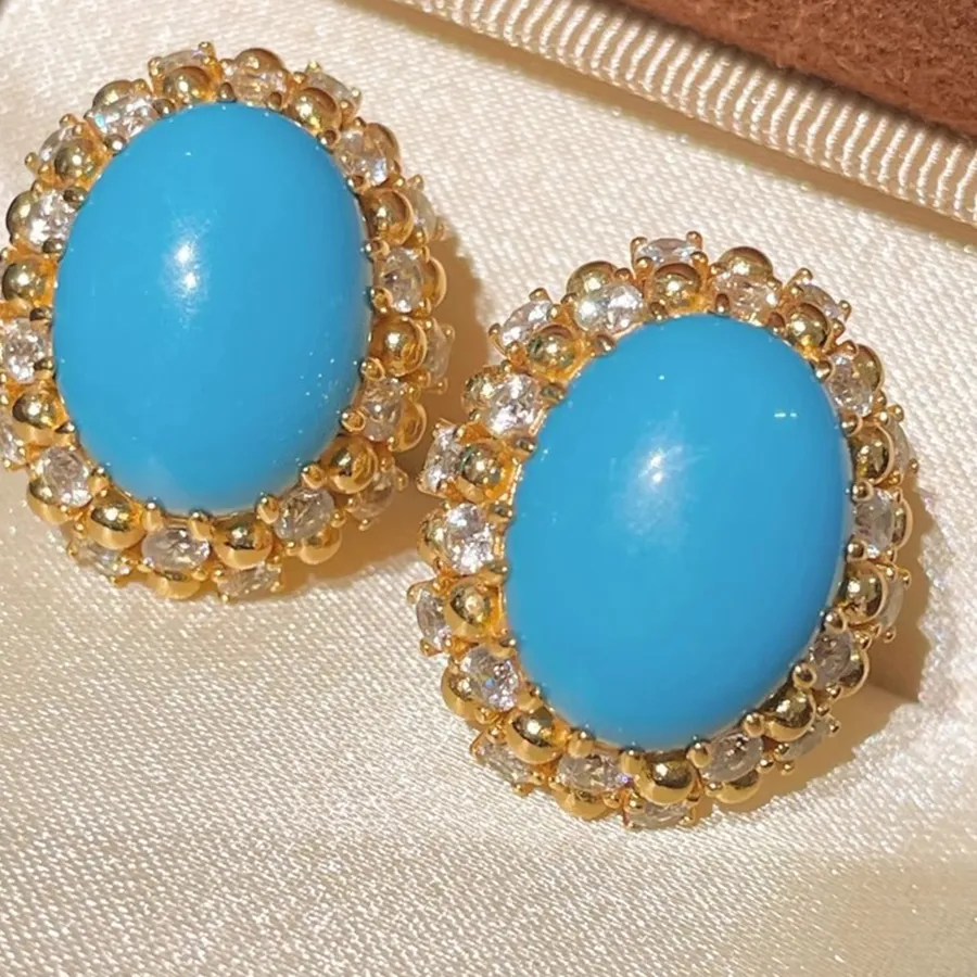 Authentic Azure Whispers: Enchanted Turquoise Egg Earrings