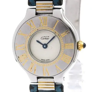 Authentic Guardian of Timeless Radiance: Must 21 Gold Plated Leather Quartz Ladies Watch