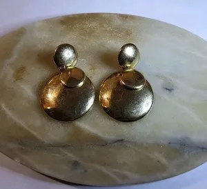 Authentic Celestial Sun Disc Earrings- Artisan Gold- Plated Sacred Dangle Talisman