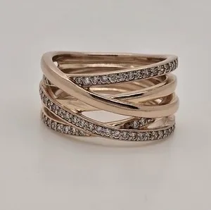 Authentic The Radiant Orbit 14K Rose Gold Plated CZ Band of Eternal Light