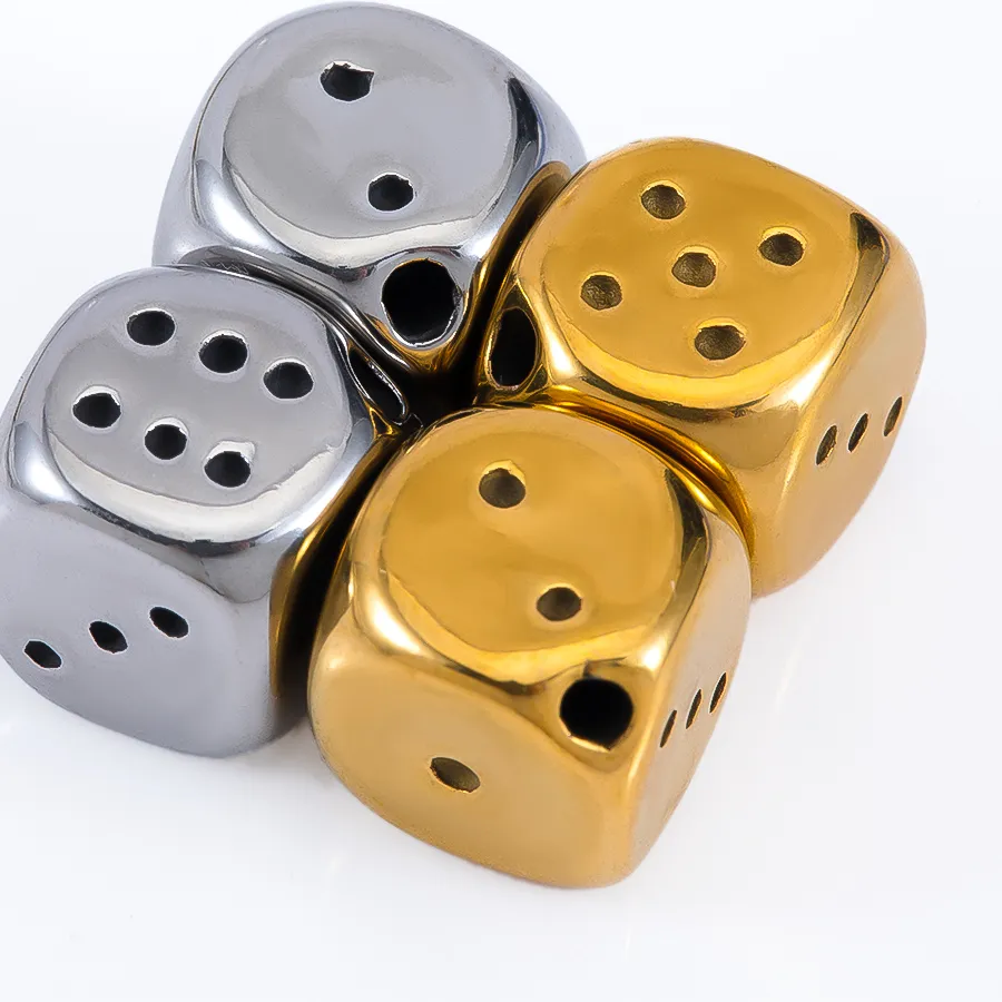 Authentic 2Pcs Stainless Steel Cube Dice Beads Geometric Gold Color Loose Beads For Jewelry Making Diy Necklace Bracelet Accessories