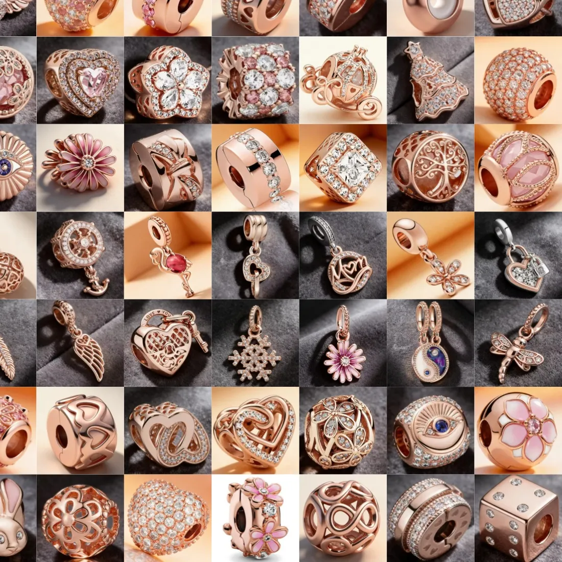 Authentic New 925 Silver Rose Gold Series 1 Flower Dice Crane Fit Buckle Bead Charm Fit for Bracelet Necklace DIY Fine Jewelry Accessories