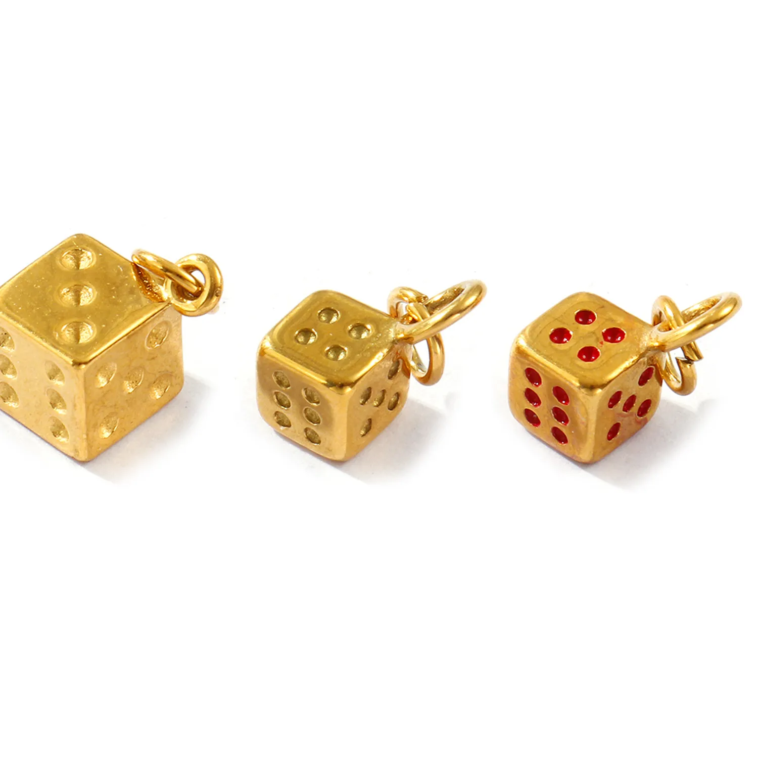 Authentic 2 PCs Waterproof 304 Stainless Steel Charms 18K Gold Plated Dice 3D Pendants For DIY Necklace Bracelet Jewelry Making Findings