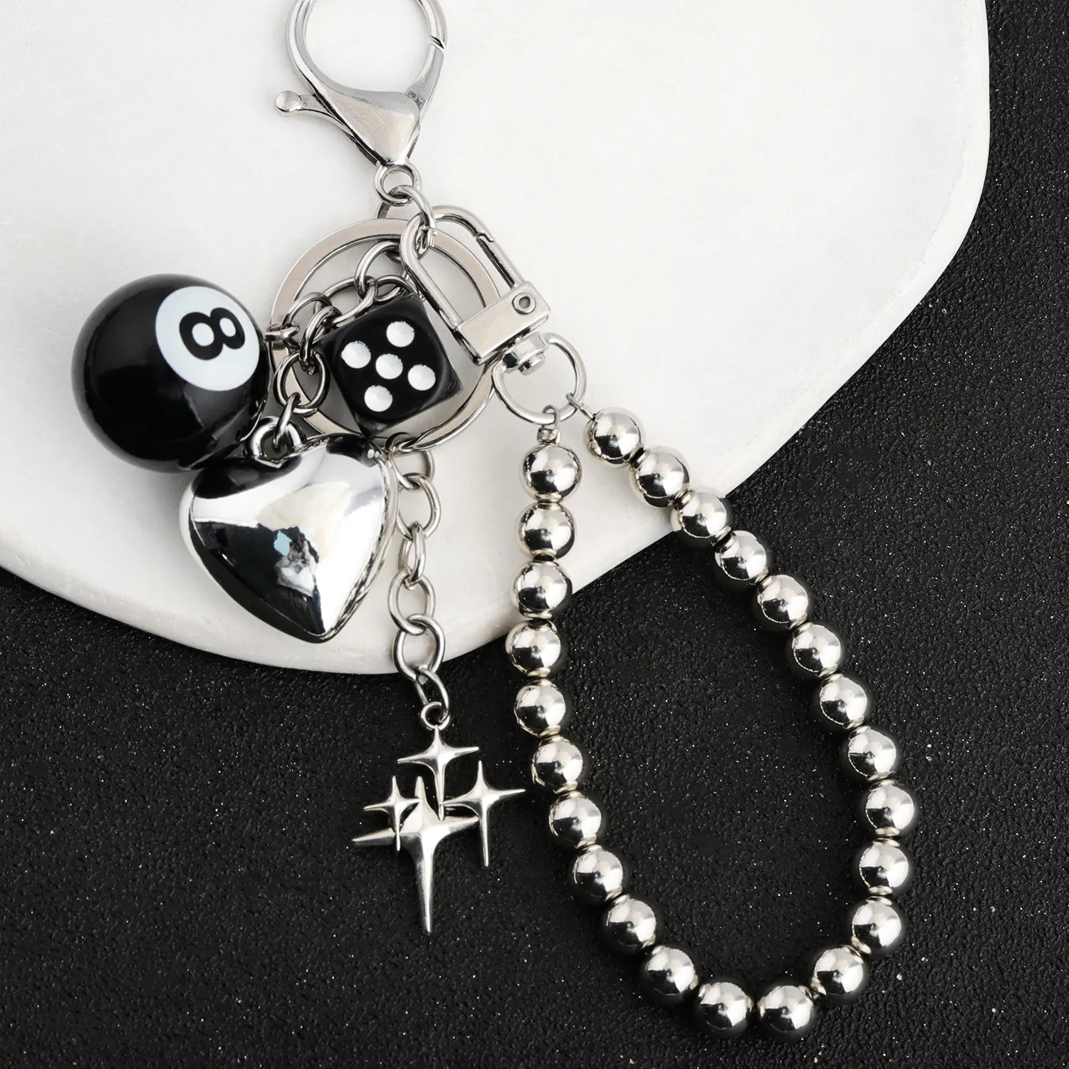 Authentic Mystic 8- Ball & Lucky Star Talisman Keychain A Punk- Infused Of Fate And Fortune