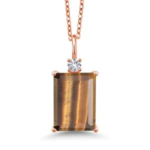Authentic Rose‑Gold‑Plated Tiger Eye & Sapphire Fusion: 6.63 Ct Spiritual Amulet