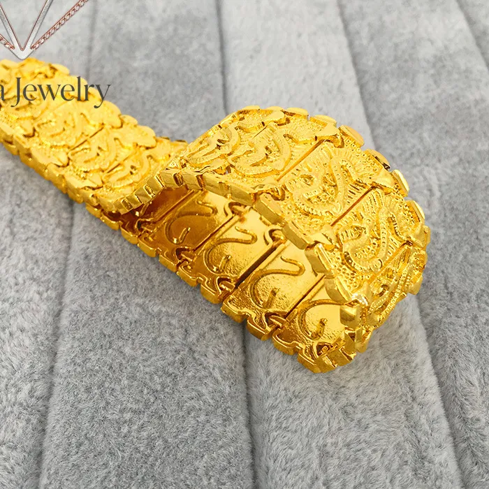 Authentic Viora Jewelry Luxury 24K 9999 Pure Gold real gold Dragon Bracelet Men's Watch Chain Buckle Bracelet