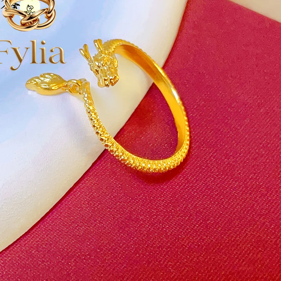 Authentic The Eternal Dragon Tail 24K Gold Adjustable Couple Band Set