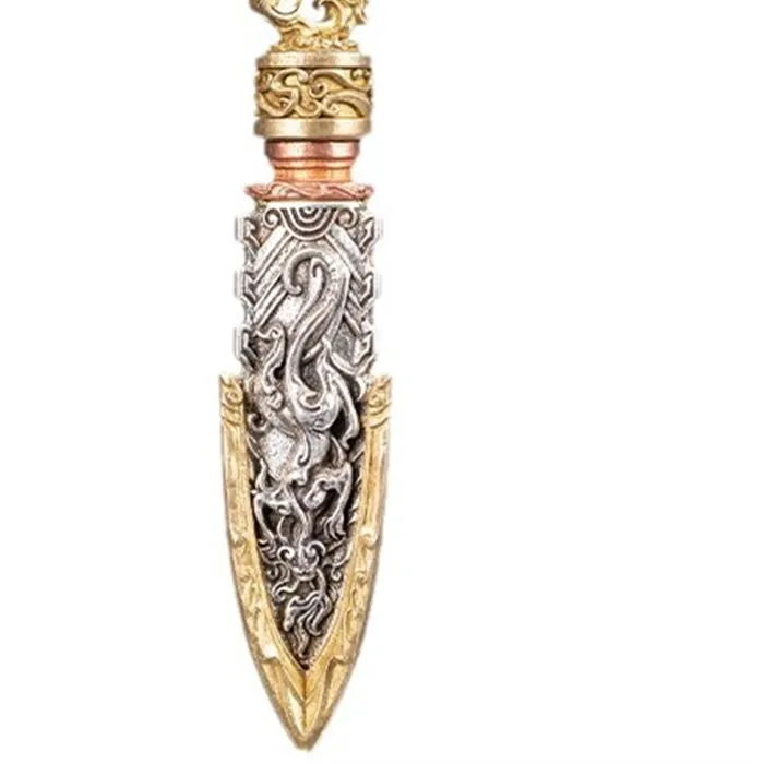 Authentic Vintage Relief Dragon Tiger phoenix Crane Pendant Necklace Male Choker Accessories Trendy Gold Silver Collision Necklace For Men