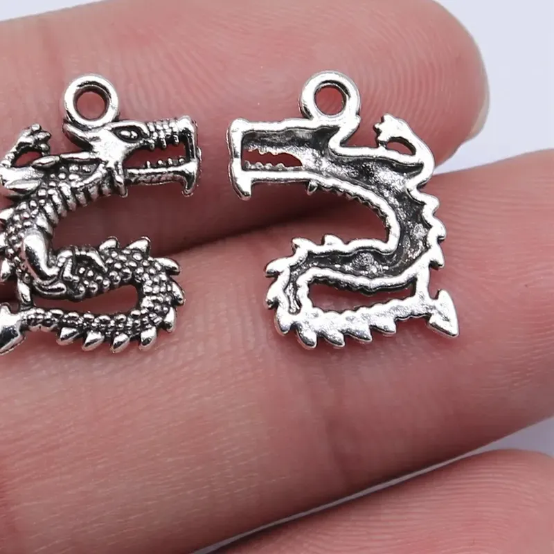 Authentic WYSIWYG 20pcs 17x13mm Antique Gold Color Antique Silver Color Dragon Charms For Jewelry Making DIY Jewelry Findings