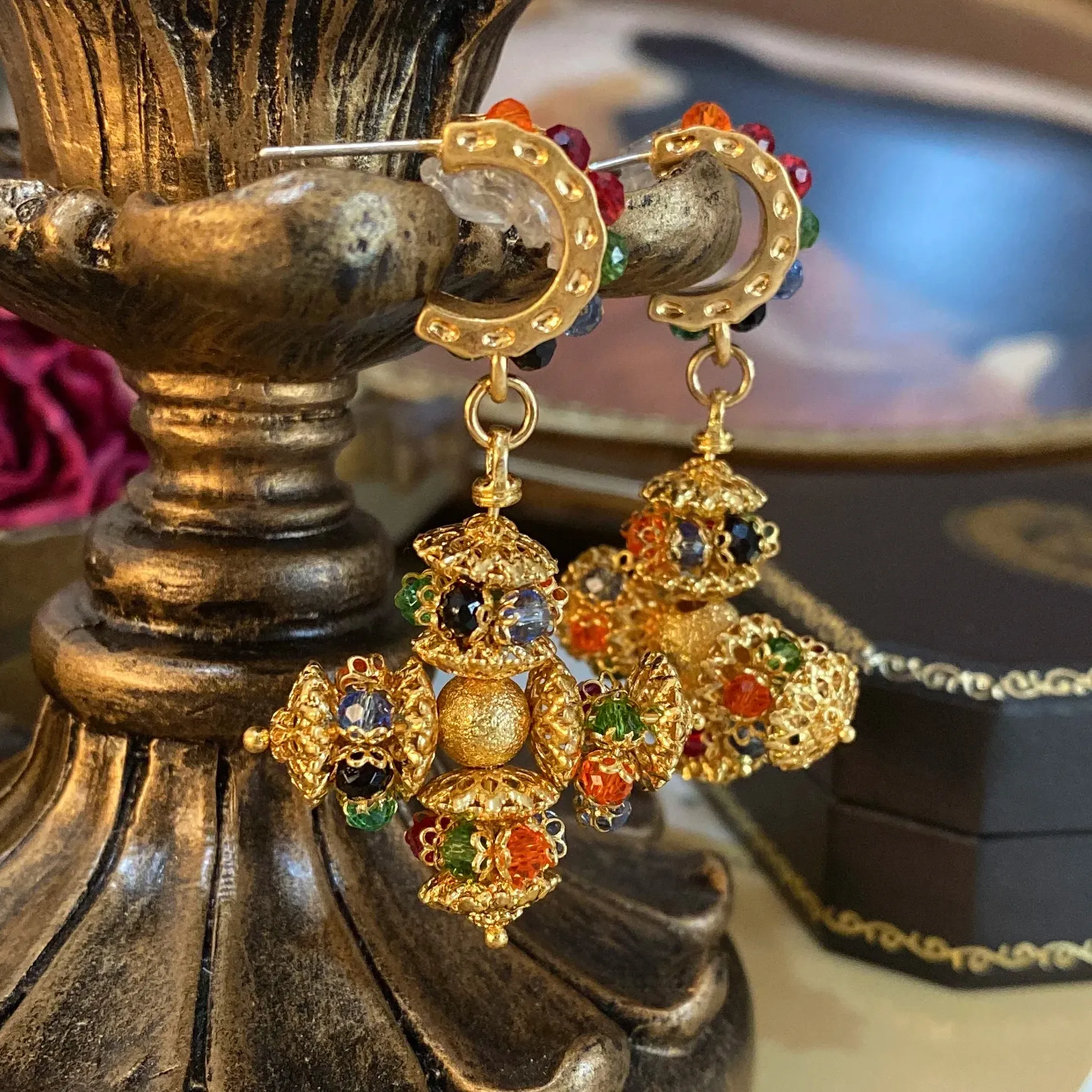 Authentic Celestial Cross Portuguese Reliquary Earrings