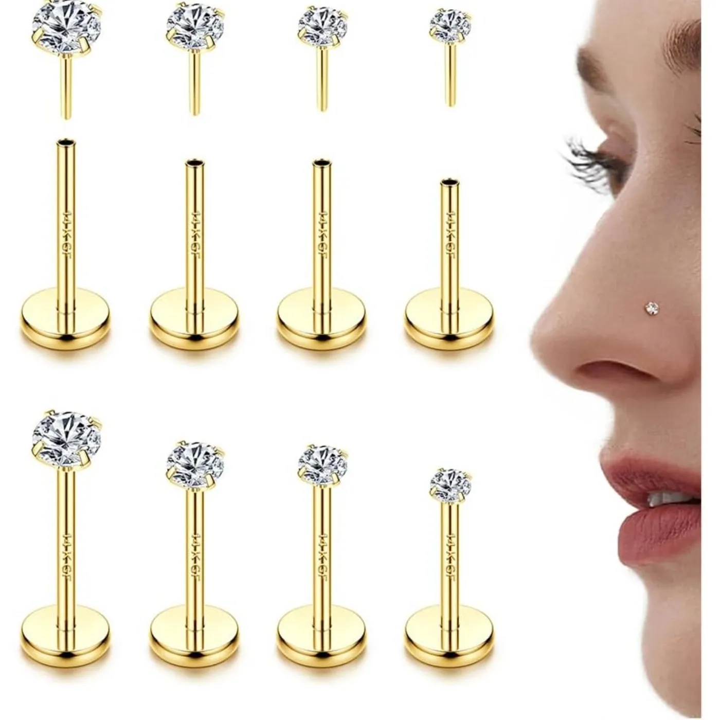 Authentic Radiant Solar Threads: The 14K Gold-Plated CZ Sacred Piercing Talisman
