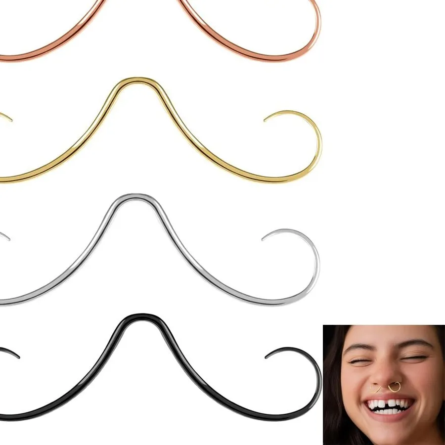 Authentic The Golden Alchemist Mustache Septum Ring