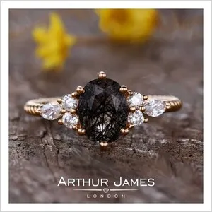 Authentic The Midnight Blossom Ring in Rose Gold