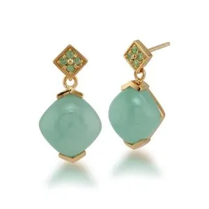 Authentic Radiant Verdant Harmony Boho Studs in Luminous Gold-Plated Sterling Silver