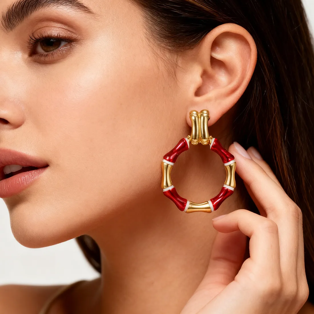 Authentic Vintage Elegant Gold-plated Bamboo-shaped Earrings for Women 2025 Trendy Charming Daily Geometric Jewelry Gifts